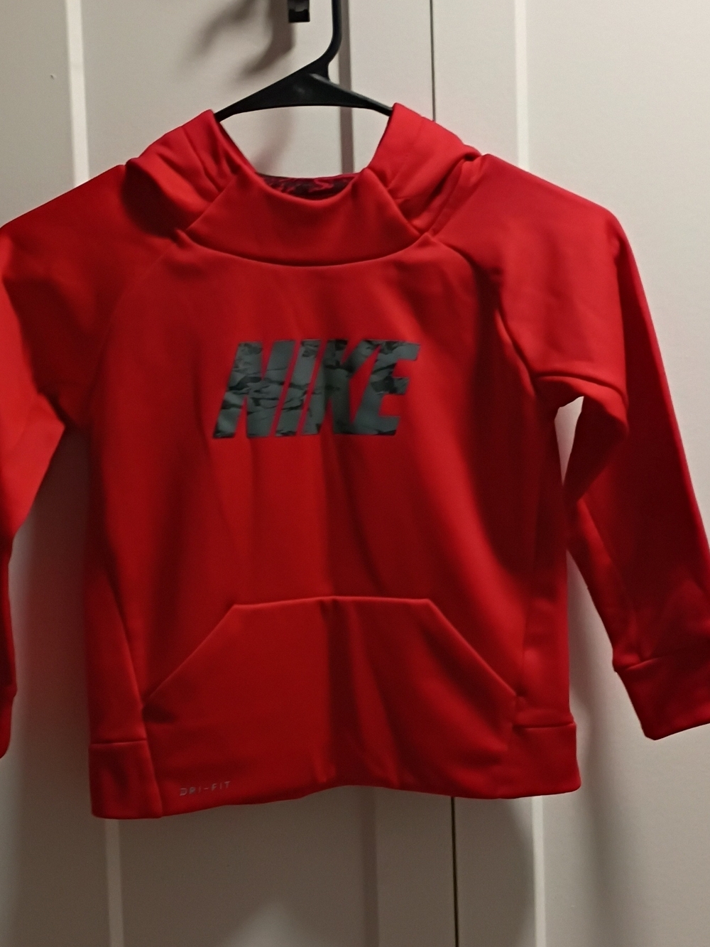 Nike Red Pullover Hoodie with Black Logo - Kids